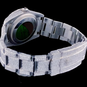 Reloj de pulsera para hombre, diseño moderno, esfera verde con números romanos, fecha automática, oro blanco, diamantes de moissanita, colección HipHop, el regalo perfecto - Product Image 2