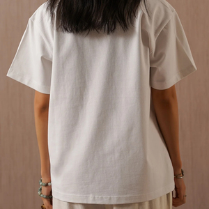 เสื้อยืดผ้าฝ้ายสีขาวสำหรับผู้หญิงพิมพ์ลายต้นปาล์มสีน้ำเงินคอกลมทรงหลวมลำลองแขนสั้นเสื้อเจอร์ซีย์ฤดูใบไม้ผลิฤดูร้อน - Product Image 5