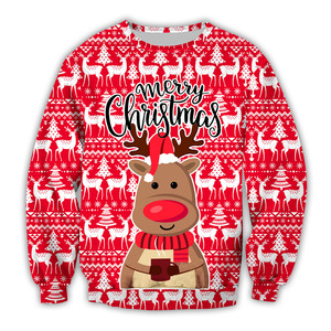 Merry <b>Christmas</b> Cartoon Cat Snowman Crewneck Sweatshirt Red Unisex Sublimation Pullover - Product Image 6