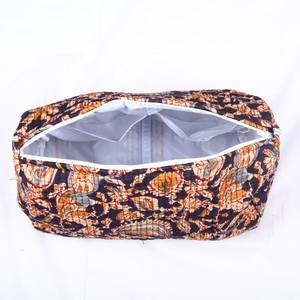 Juego de 3 Bolsas de Cosméticos Acolchadas con Estampado Floral de Moda Bohemia, con Cierre de Cremallera y Cadenas, Bolsas de Aseo de Algodón - Product Image 2