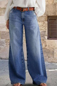 New Retro Straight Jeans Female Embroidery <b>Stretch</b> Mid Waist Breathable Japan Style Casual Pants - Product Image 2