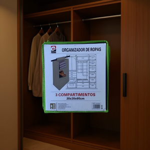 Organisateur de placard suspendu à trois couches 30x30x60 pour un rangement efficace des vêtements - Product Image 3