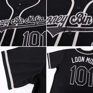 Maillot de baseball noir personnalisé pour homme, manches courtes, col en V, respirant, en polyester, avec nom d'équipe imprimé, maillot d'entraînement - Product Image 6