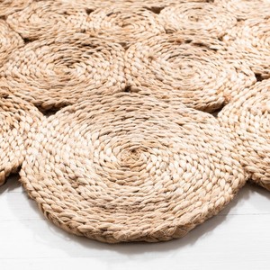 Tapis rond en jute fait main, style bohème, tissage plat, couleur naturelle, décoration de salon - Product Image 3