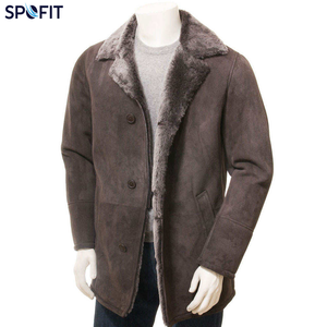 <b>Men's</b> Sherpa Lined Winter Jacket Faux Leather Regular Fit Button Front Collar <b>Coat</b> for Outdoor Wear - Product Image 4