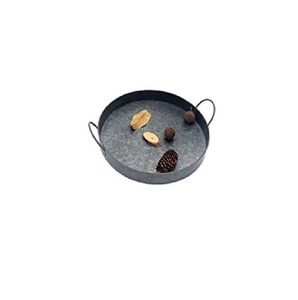 Ensemble de 2 plateaux de service en métal galvanisé avec poignées, forme ronde, en fer, décoratifs, pour la cuisine - Product Image 6