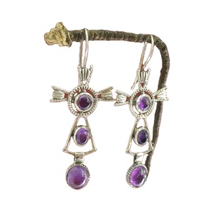 Fabriqués à la main Look fantastique indien bijoux en argent améthyste en gros en argent Sterling boucle d'oreille Turquoise bijoux 925 boucle d'oreille en argent - Product Image 1