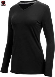 T-shirt à manches longues pour femme TriPro Sports, imprimé sur mesure, 100% coton, respirant, coupe classique, couleur unie, décontracté, sport - Product Image 2