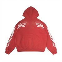 Nouvel ensemble de survêtement à capuche pour homme avec logo personnalisé, dégradé rouge, manches longues, fermeture éclair frontale, style streetwear, pantalon de jogging avec poches latérales, idéal pour l'automne
