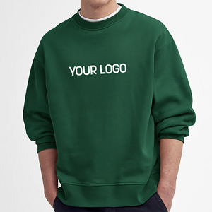 High Quality 100% Cotton Winter Streetwear Solid Color Oversized Pullover Sweatshirt Men's Custom Embroidered <b>Applique</b> Printed - Product Image 1