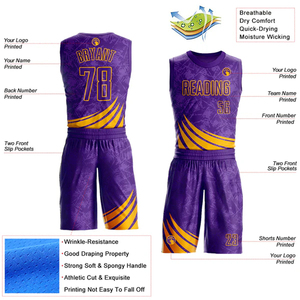 Ensemble de basketball par sublimation numérique, maillot et short résistants à la décoloration avec nom et numéro personnalisés, ensembles de vêtements de sport - Product Image 5