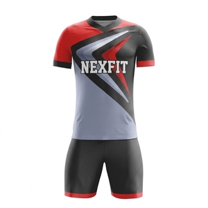 Conjunto Deportivo de Manga Corta con Cuello en V para Hombre, Transpirable, de Secado Rápido, Ecológico, 100% Poliéster, Camiseta y Pantalones Cortos de Verano para Equipo, Venta al Por Mayor - Product Image 1