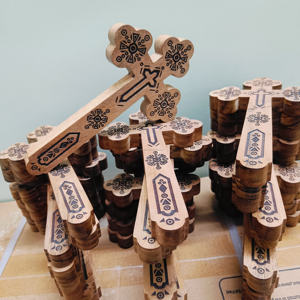 Handcrafted <b>Wooden</b> Cross Engraved Religious Wall Hanging Spiritual Art Elegant Home Decor <b>Gift</b> for Living Room - Product Image 5