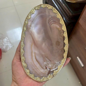 Exquisite Large Scale Shell Art Plate featuring Royal Inspired Gold Plating and Rare Black Gold <b>White</b> MOP Mix - Product Image 2