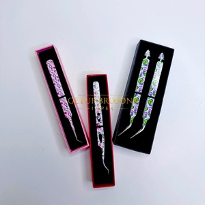 Pince à épiler pour cils GETUP BROSONS IMPEX de haute qualité en acier inoxydable, à pointe lisse, avec poignée diamantée, plusieurs couleurs, isolation renforcée - Product Image 2