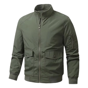 Chaqueta Bomber Ligera para Hombre, con Cierre Completo, Cuello Alto, Resistente al Viento, Estilo Casual Urbano, con Logotipo Personalizado OEM - Product Image 1