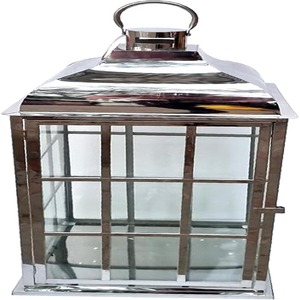 Stainless Steel Square <b>Lantern</b> with Tempered Glass Panels for Home Decoration <b>Outdoor</b> <b>Candle</b> <b>Lantern</b> with Tempered Glass <b>Lantern</b> - Product Image 2