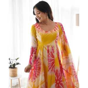 Ensemble de costume Anarkali en organza doux pur DKB -27 ensembles entièrement cousus pour femmes - Product Image 3