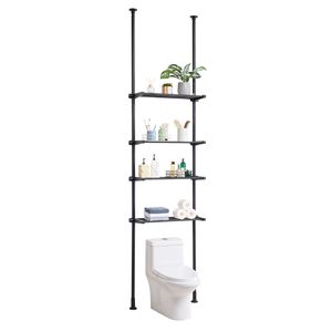 Étagère de rangement réglable à 4 niveaux pour toilettes, 53'-132" de hauteur, en acier à faible teneur en carbone, étagère de salle de bain écologique - Product Image 1