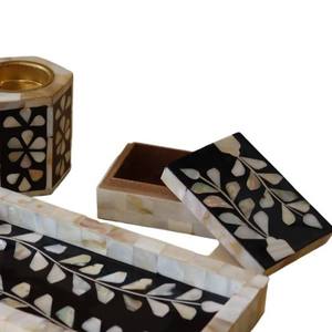 <b>Floral</b> MOP Inlay Wood Incense Burner Set Bulk Luxury Mother of Pearl Bakhoor Censer with Tray and Storage <b>Box</b> Modern Home Decor - Product Image 2