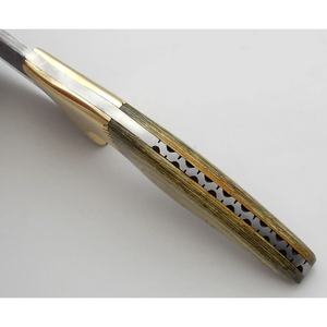 Couteau de chef personnalisé fait main Jexmoo, lame en acier Damas, 7 pouces, épaisseur 3,0 mm, manche en bois, étui en cuir - Cadeau - Product Image 3