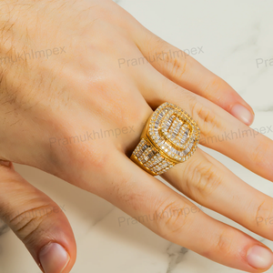 Anillo de Moissanita Cuadrado Estilo Hip Hop, Plata 925, Joyería Unisex de Lujo con Incrustaciones de Diamantes, Certificado GRA, Engaste Pavé, G-H VS2 - Product Image 2