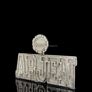 Letra personalizada nombre inicial Baguette colgante 925 Starling plata Moissanite diamante personalizado Bail Logo Hip Hop joyería fina - Product Image 3