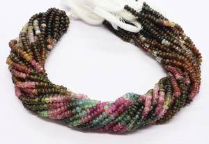 Perles rondes lisses en tourmaline naturelle multicolores 4-4,5 mm, perles de pierres précieuses en tourmaline multicolores lisses pour la fabrication de bijoux en gros - Product Image 5