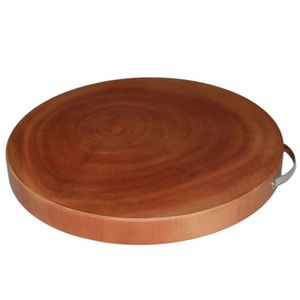 Thick Wooden Round Shape Chopping Board With Handle Easy Portable Heavy Duty Meat Cutting Block Handmade Made In India - Product Image 1