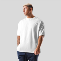 T-shirt en coton pour homme 230G, manches courtes, coupe ample, pour la course à pied, la musculation, la salle de sport, tailles M-5XL