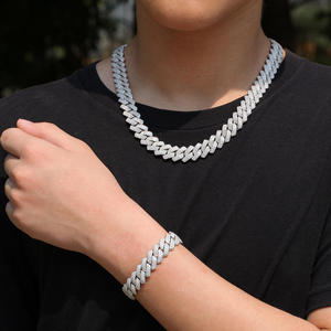 Nuevo collar de cadena cubana con diamantes de moissanita de diseño moderno, unisex, de dos tonos, oro rosa, estilo hip hop para hombre. - Product Image 2