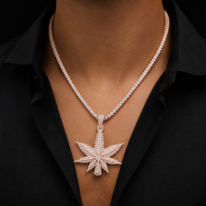 Collar con Colgante de Hoja de Arce Estilo Hip Hop Personalizado, con Incrustaciones de Moissanita, Plata 925, para Hombre y Mujer, Venta al Por Mayor - Product Image 5
