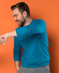 Sweat-shirt en tricot à col rond pour homme, couleur unie, coupe ample, décontracté, pour l'automne, manches longues, avec poche - Product Image 6