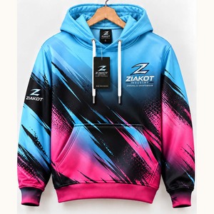 เสื้อฮู้ดดี้แบบสวมหัวสีเขียวน้ำทะเล ขาว-ดำ สำหรับกีฬา ตัดเย็บตามสั่งจากโรงงาน Ziakot ขายส่งโดยตรง - Product Image 4