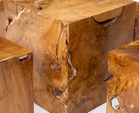 Ensemble de tabourets modernes en bois de teck massif naturel, table basse rustique en cubes imbriqués pour hôtel, salon, décoration de meubles