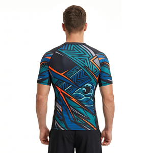 Wholesale Custom Logo 3D Printed Jiu Jitsu Bjj Rash Guard <b>for</b> <b>Men</b> <b>Compression</b> Breathable Shorts Sleeve - Product Image 4