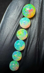 Opales d'Éthiopie naturelles, cabochons ovales, multi-feu, pierres précieuses en vrac, pierres rondes polies pour la fabrication de bijoux - Product Image 3