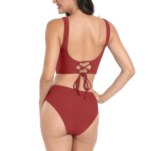Ropa de verano para mujer, bikini en venta en línea, nueva ropa de playa moderna, conjunto de bikini para damas en color sólido, conjuntos de bikini al por mayor. - Product Image 3
