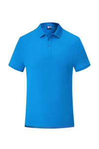 เสื้อยืดผู้ชายสีน้ำเงินรอยัล ผ้าคอตตอนเทอร์รี่ แขนสั้น สวมใส่สบาย ระบายอากาศได้ดี ทรงปกติ โลโก้ด้านหน้า แห้งเร็ว - Product Image 4