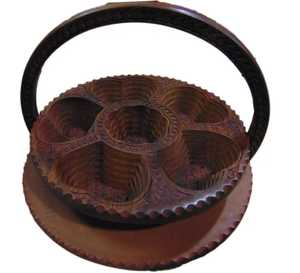 Hand Carved Wooden Dry Fruit Basket 3 Section Collapsible Fruit Tray with Handle <b>Folding</b> Wood Bowl for <b>Dining</b> <b>Table</b> and Gifting - Product Image 5