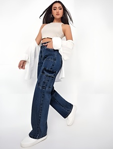 Pantalones de Mujer de Talle Grande, Cintura Alta, Pierna Ancha, Algodón Suave con Spandex, Corte Holgado Informal, Largos, Color Sólido, Cintura Elástica - Product Image 5