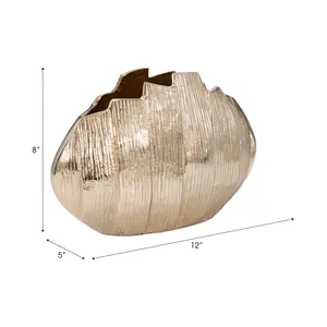 Vase à fleurs décoratif en métal doré pour décorations festives, décoration de table de luxe, vase à fleurs pour une mise en scène raffinée. - Product Image 2