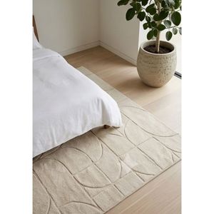 Tapis en coton tufté à la main, motif géométrique moderne sculpté, couleur ivoire, doux et lavable, pour salon, chambre, décoration intérieure - Product Image 5
