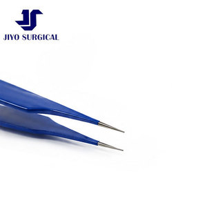 Pince bipolaire de bijoutier 4 pouces droite, pointes fines antiadhésives de 0,4 mm, manche plat isolé, instrument chirurgical réutilisable - Product Image 6