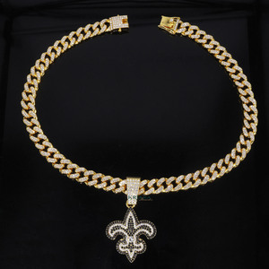 Colgante Hiphop Flor de Lis con Cristal de Laboratorio y Plata 925, Unisex, para Uso Diario - Product Image 6