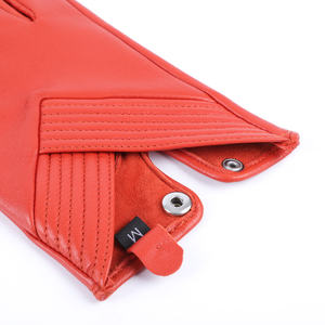 Red Leather Wrist Length <b>Gloves</b> Plain Style Unlined Winter Casual Daily Use - Product Image 4
