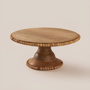 Handcrafted Solid Wooden <b>Beaded</b> Cake Stand Modern Antique Style Durable for Birthday Celebration Cupcake Arrangement Elegant - Product Image 2