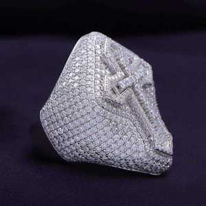 Luxury Iced Out Cross <b>Ring</b> VVS Moissanite Diamond 925 Sterling <b>Silver</b> Hip Hop Statement Pinky <b>Ring</b> for <b>Men</b> Women USA - Product Image 5