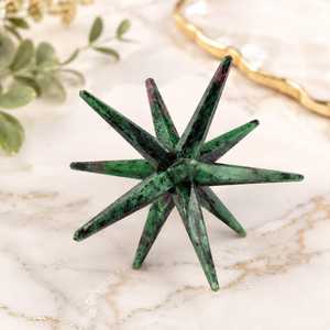 Cristal de Zoisite Rubis, Étoile de Merkaba à 12 Pointes, Pierre Naturelle Écologique, Décoration Feng Shui pour la Maison - Product Image 1