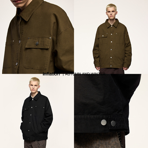 Veste en sergé de coton à manches longues avec logo brodé pour homme, équipement personnalisé de haute qualité conçu pour une utilisation quotidienne intensive - Product Image 3